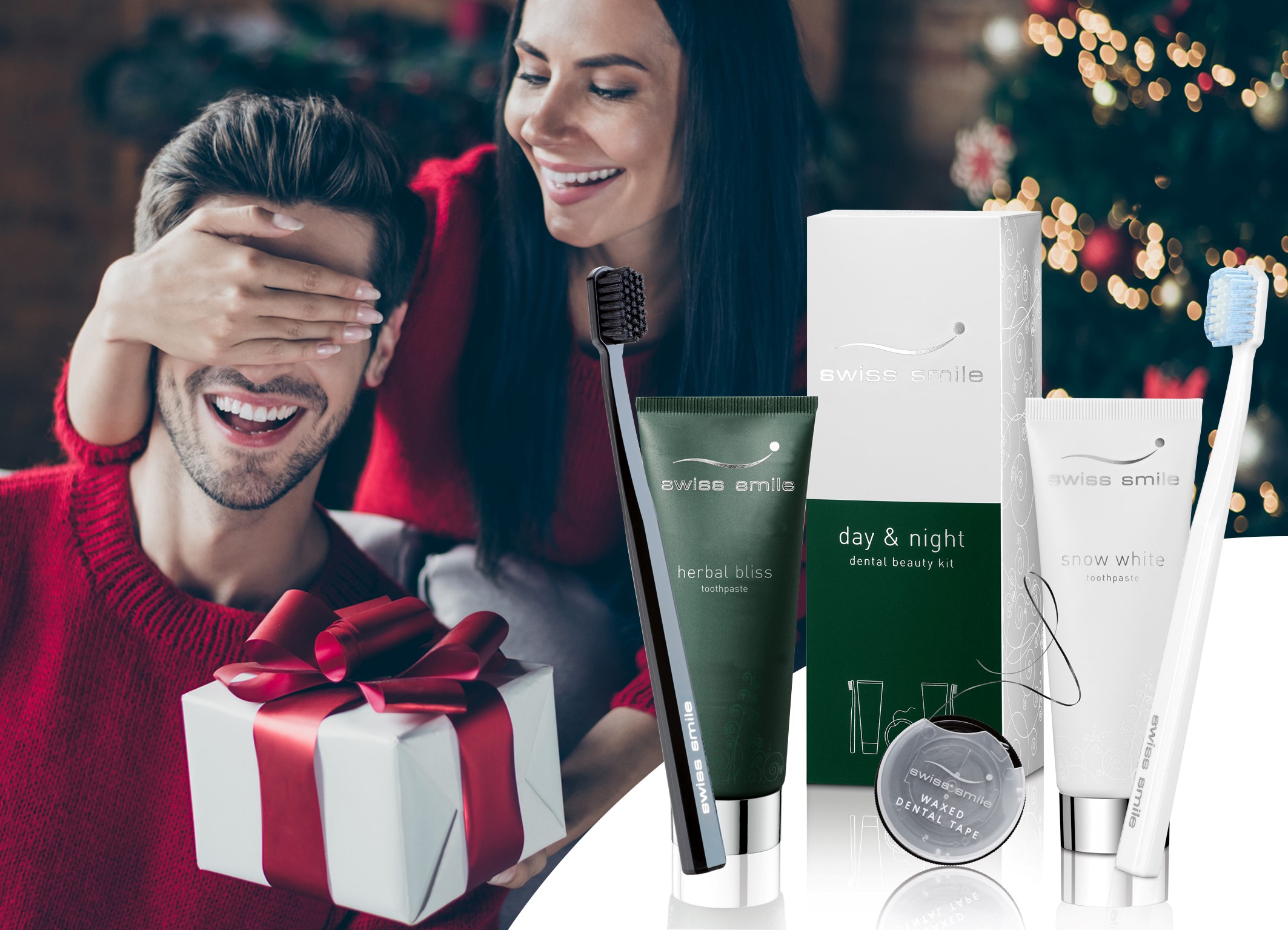 Frohe Weihnachten. Jetzt gibt es das Swiss Smile Dental Beauty Kit–Day and Night. (Die Bildrechte liegen bei dem Verfasser der Mitteilung.) Frohe Weihnachten. Jetzt gibt es das Swiss Smile Dental Beauty Kit–Day and Night. (Die Bildrechte liegen bei dem Verfasser der Mitteilung.)