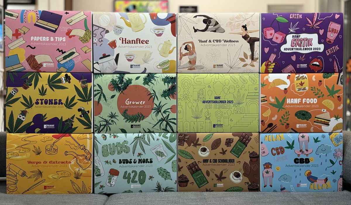 12 verschiedene Hanf Adventskalender vom Hanf Magazin (© @hanfmagazin) 12 verschiedene Hanf Adventskalender vom Hanf Magazin (© @hanfmagazin)