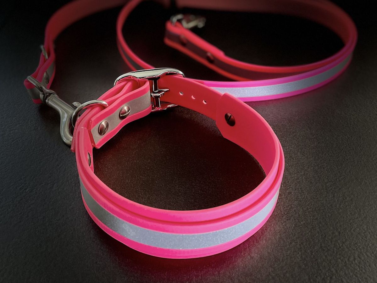 Neonfarbene Hundehalsbänder und Leinen aus Biothane (© beautytau.de) Neonfarbene Hundehalsbänder und Leinen aus Biothane (© beautytau.de)