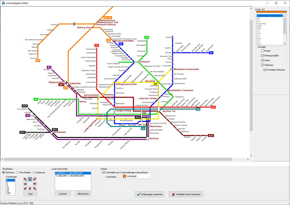 Screenshot LineMap Draw mit geöffneten Beispielprojekt von Jörg Siebrands Screenshot LineMap Draw mit geöffneten Beispielprojekt von Jörg Siebrands