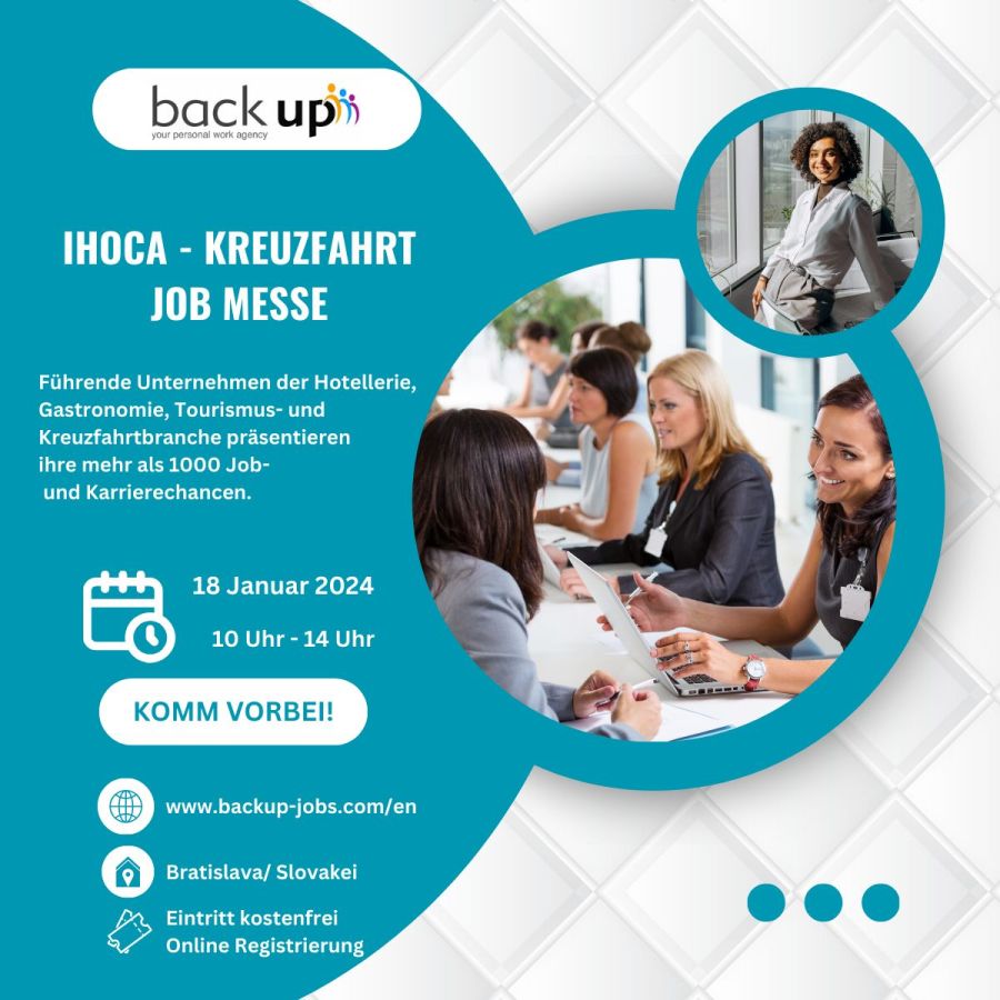 Flyer IHOCA Kreuzfahrt Job Messe (© backup jobs agency) Flyer IHOCA Kreuzfahrt Job Messe (© backup jobs agency)