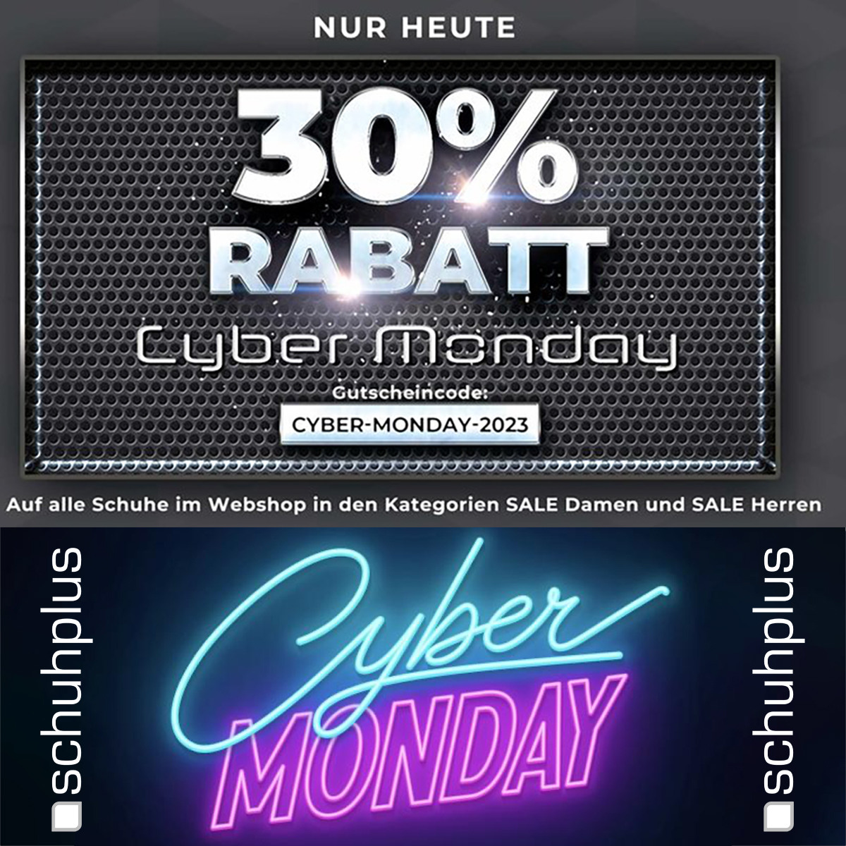 30% auf alle Schuhe in den Kategorien Sale:Übergrößen-Profi schuhplus feiert Cyber Monday (Die Bildrechte liegen bei dem Verfasser der Mitteilung.)