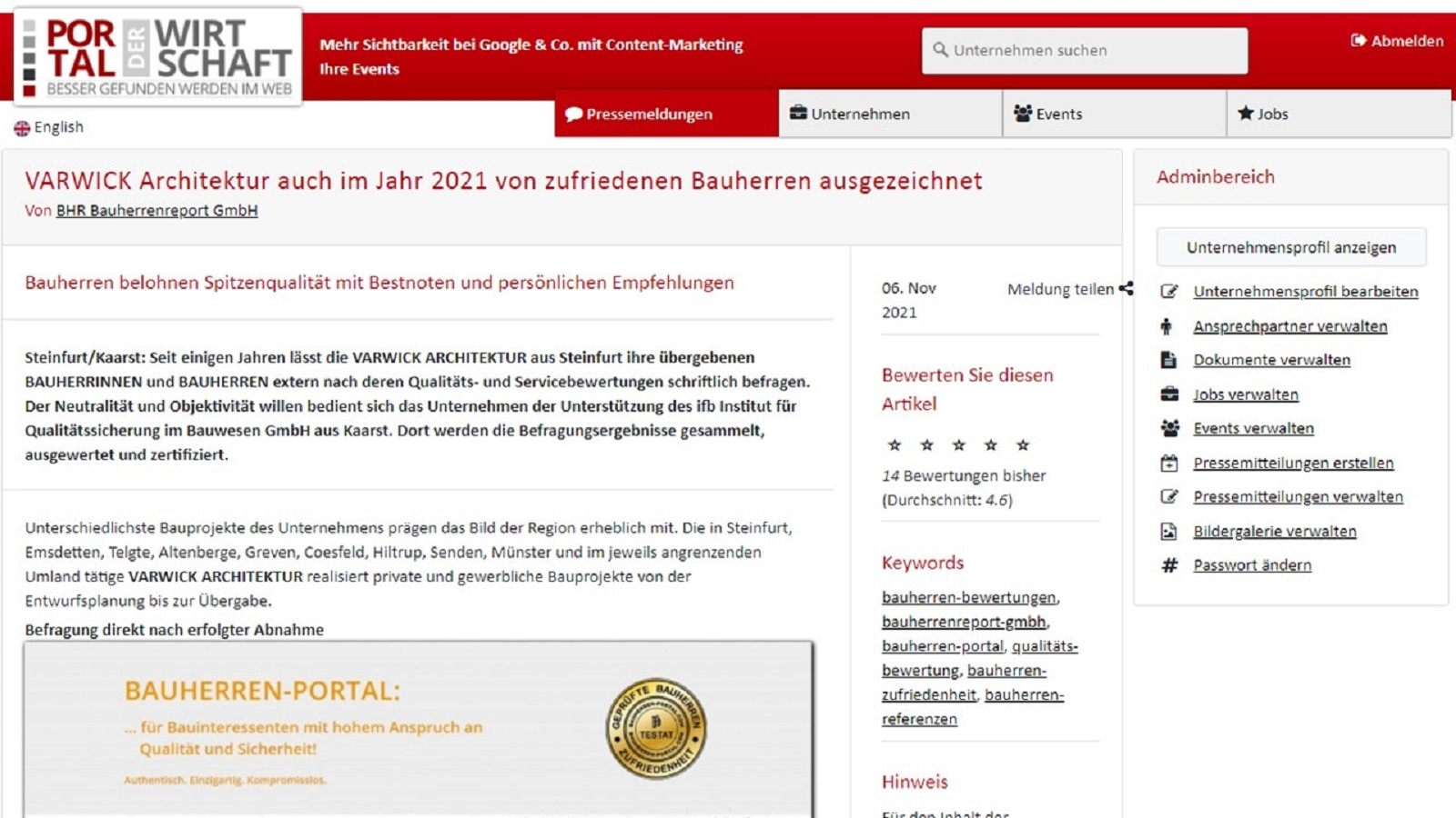 pr-arbeit,öffentlichkeitsarbeit,bauqualität,adressgewinnung,neukundenakquisition