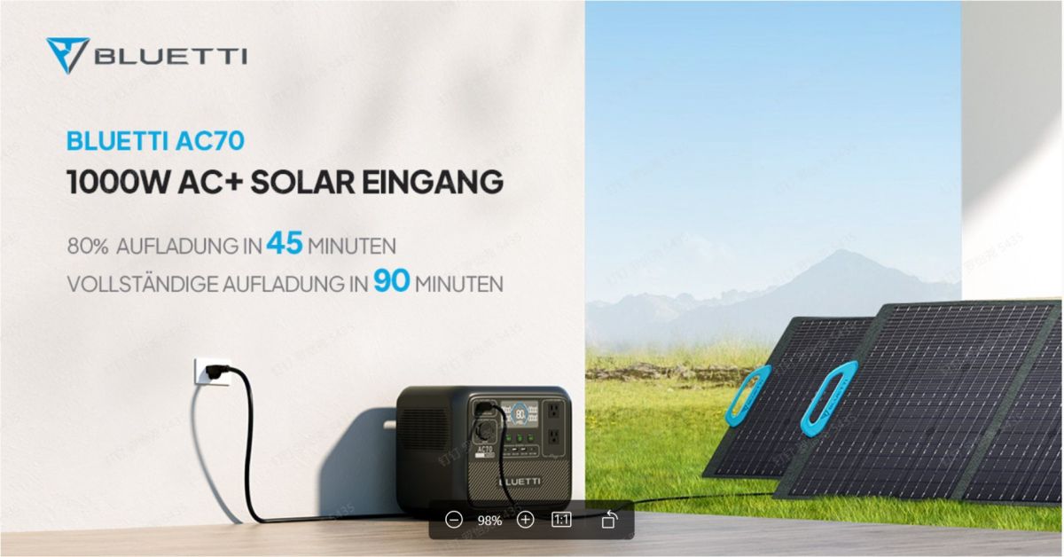 Überzeugendes Kraftpaket: Die neue Powerstation BLUETTI AC70 (© Bluetti)