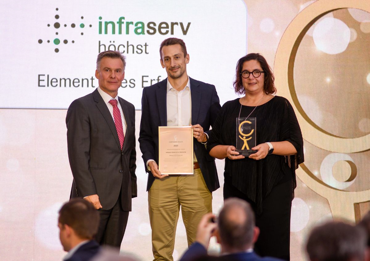 Die Vertreter:innen von Infraserv Höchst bei der Entgegennahme des Sonderpreises Die Vertreter:innen von Infraserv Höchst bei der Entgegennahme des Sonderpreises