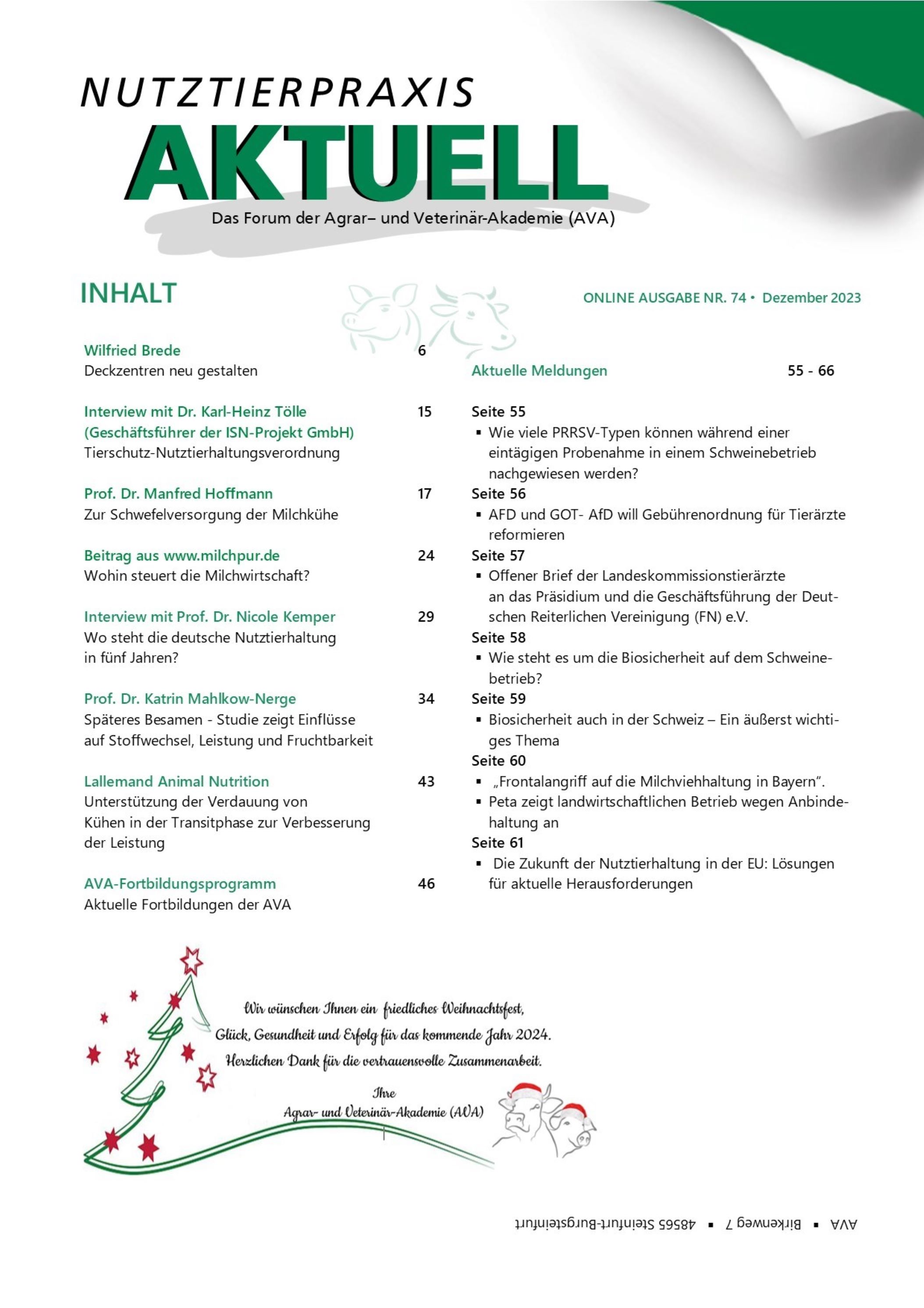NUTZTIERPRAXIS AKTUELL(NPA): Mittlerweile steht Ausgabe 74 zum Download auf der AVA-Homepage NUTZTIERPRAXIS AKTUELL(NPA): Mittlerweile steht Ausgabe 74 zum Download auf der AVA-Homepage