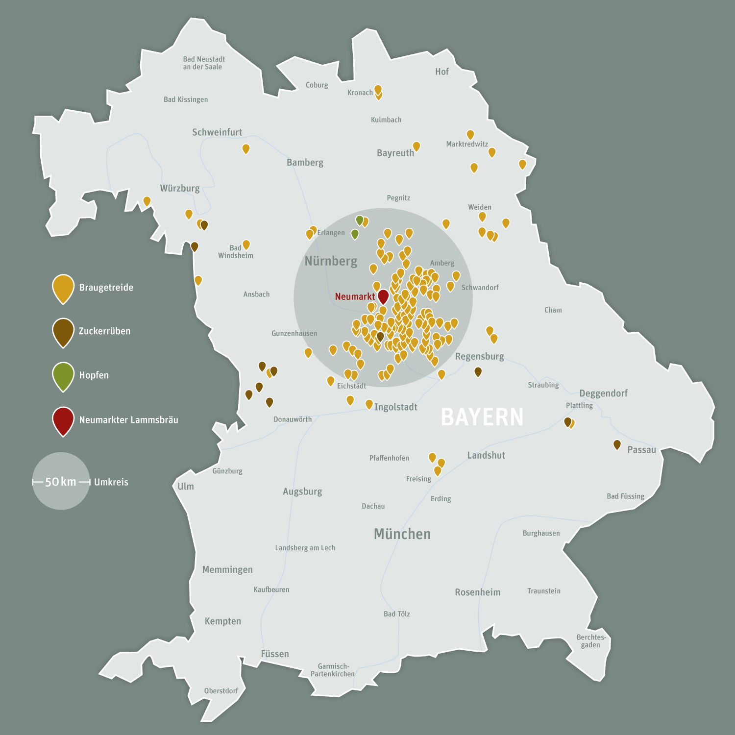 Die EZÖB-Höfe in Bayern. (Bildquelle: Neumarkter Lammsbräu)