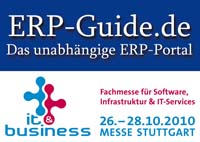 Logo des ERP-Systeme Portals „ERP-Guide.de“ und der Stuttgarter Fachmesse IT & Business