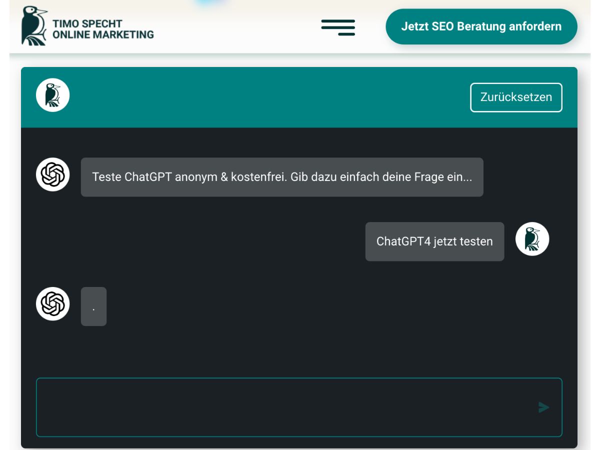 Kostenlos und anonym - das neue ChatGPT Tool von Specht GmbH Kostenlos und anonym - das neue ChatGPT Tool von Specht GmbH