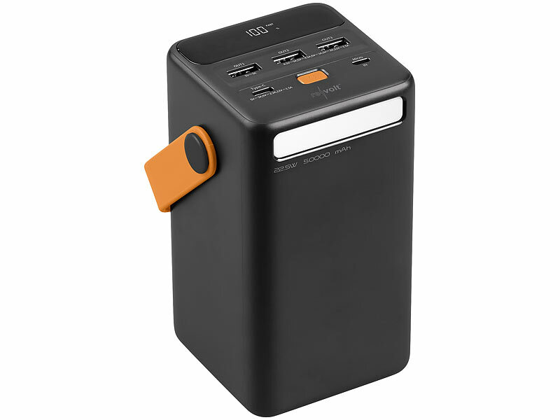 revolt Powerbank 50.000 mAh PB-565.psq, USB-C PD bis 65 W, 3x USB-A, Super Charge, LED, www.pearl.de (Die Bildrechte liegen bei dem Verfasser der Mitteilung.) revolt Powerbank 50.000 mAh PB-565.psq, USB-C PD bis 65 W, 3x USB-A, Super Charge, LED, www.pearl.de (Die Bildrechte liegen bei dem Verfasser der Mitteilung.)