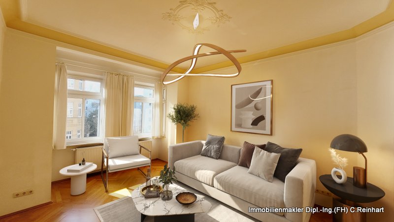Beispiel Altbau Wohnung mit Virtual Staging (Die Bildrechte liegen bei dem Verfasser der Mitteilung.)