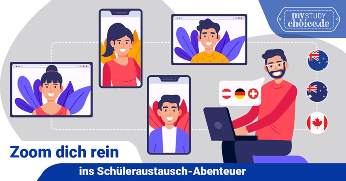 Bei 9 Online-Infosveranstaltungen vom 5.-10.2. informiert MyStudyChoice über ein High School Year (© MyStudyChoice) Bei 9 Online-Infosveranstaltungen vom 5.-10.2. informiert MyStudyChoice über ein High School Year (© MyStudyChoice)