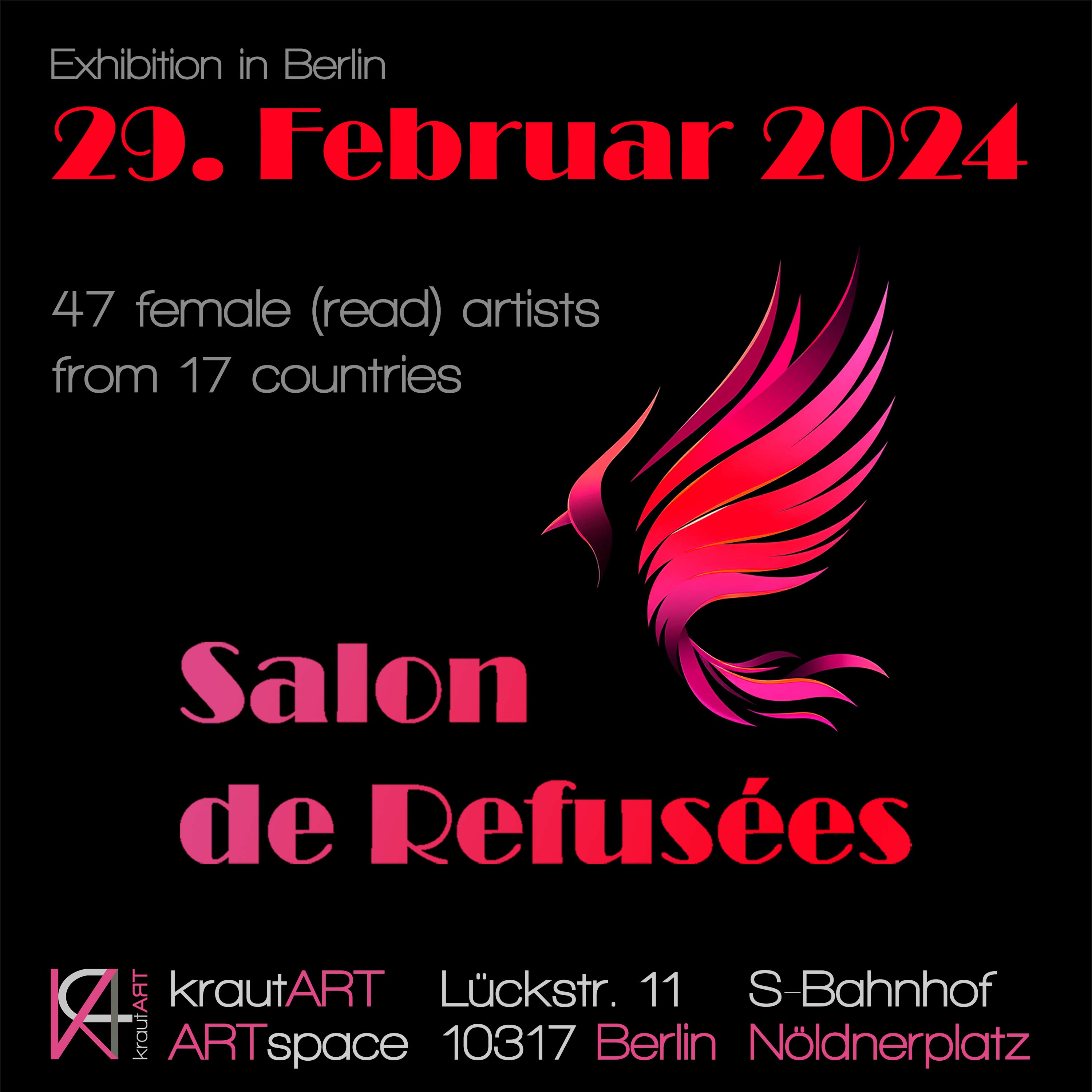 Exhibition Salon de Refusées at krautART ARTspace in Berlin, vernissage: feb 29th, 2024