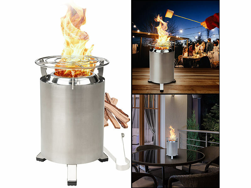 Carlo Milano Raucharme Outdoor-Tisch-& Boden-Feuerstelle, Edelstahl, 18x18x25 cm, www.pearl.de (Die Bildrechte liegen bei dem Verfasser der Mitteilung.)