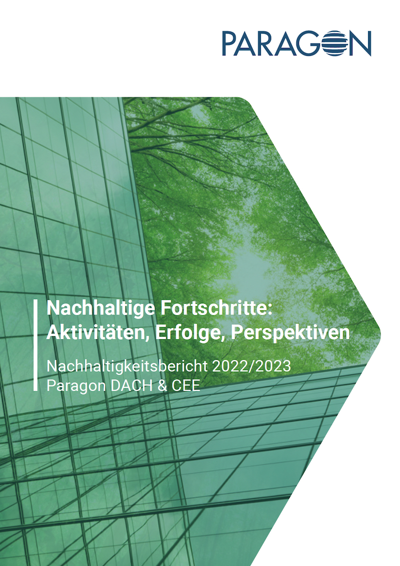 Der Nachhaltigkeitsbericht 2022/2023 von Paragon DACH& CEE (Die Bildrechte liegen bei dem Verfasser der Mitteilung.) Der Nachhaltigkeitsbericht 2022/2023 von Paragon DACH& CEE (Die Bildrechte liegen bei dem Verfasser der Mitteilung.)