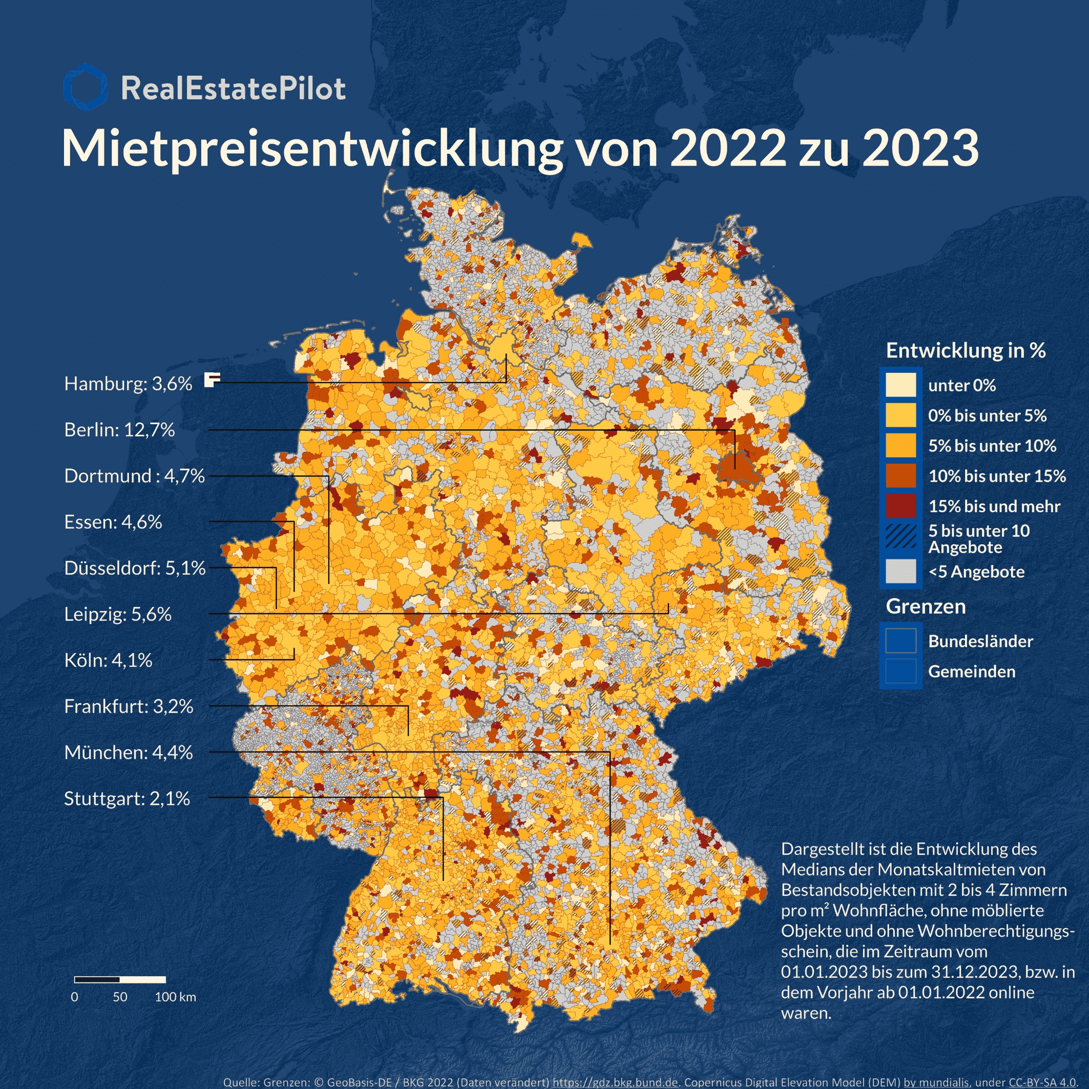 Karte Mietpreisentwicklung (Die Bildrechte liegen bei dem Verfasser der Mitteilung.) Karte Mietpreisentwicklung (Die Bildrechte liegen bei dem Verfasser der Mitteilung.)