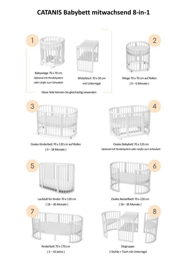 CATANIS© Babybett mitwachsend (mitwachsendes Babybett) CATANIS© Babybett mitwachsend (mitwachsendes Babybett)