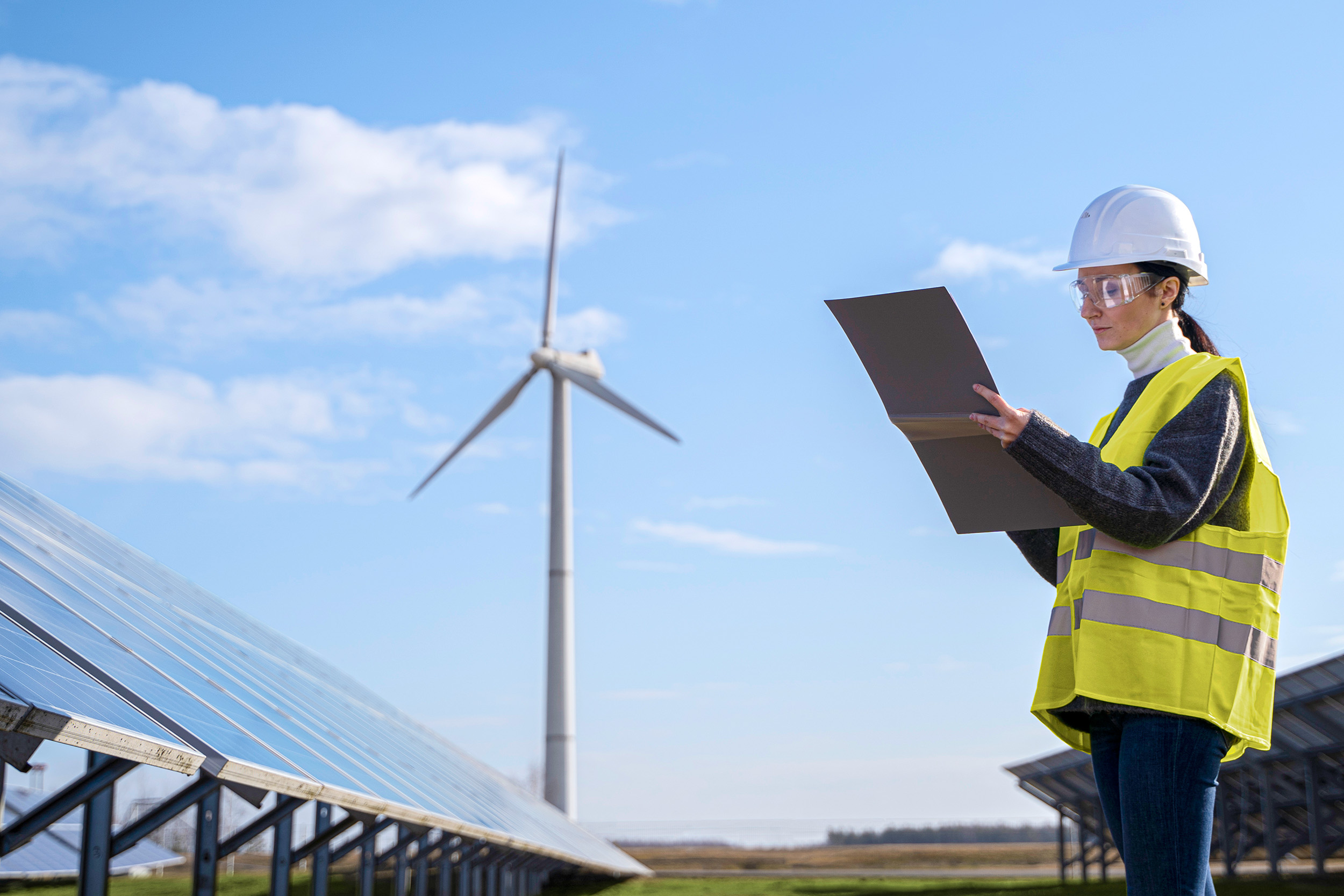 Planerin am Standort von Wind-& PV-Anlagen (Die Bildrechte liegen bei dem Verfasser der Mitteilung.)