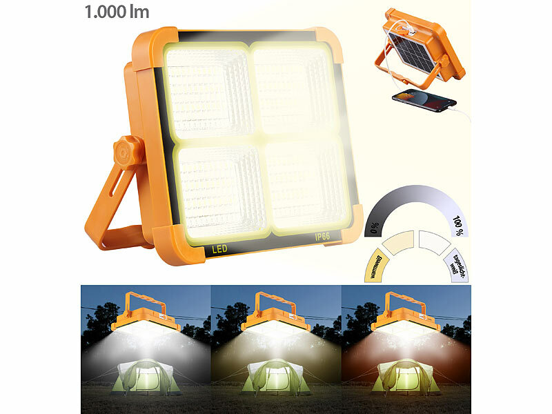 Luminea Solar-Akku-Strahler mit CCT-LEDs und Powerbank, 1000 lm, dimmbar, www.pearl.de (Die Bildrechte liegen bei dem Verfasser der Mitteilung.) Luminea Solar-Akku-Strahler mit CCT-LEDs und Powerbank, 1000 lm, dimmbar, www.pearl.de (Die Bildrechte liegen bei dem Verfasser der Mitteilung.)