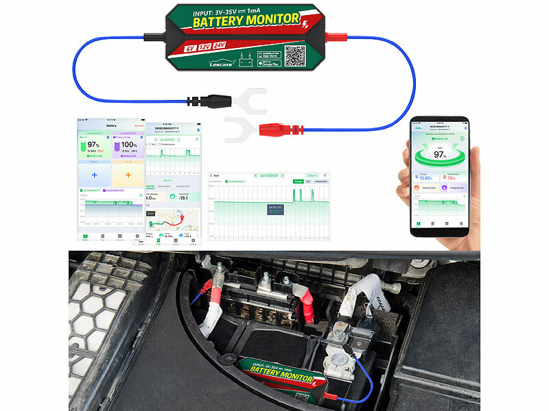 Lescars Kfz-Batterie-Wächter, Standort-Suche, Bluetooth, App, 6/12/24 V, IPX7, www.pearl.de (Die Bildrechte liegen bei dem Verfasser der Mitteilung.) Lescars Kfz-Batterie-Wächter, Standort-Suche, Bluetooth, App, 6/12/24 V, IPX7, www.pearl.de (Die Bildrechte liegen bei dem Verfasser der Mitteilung.)
