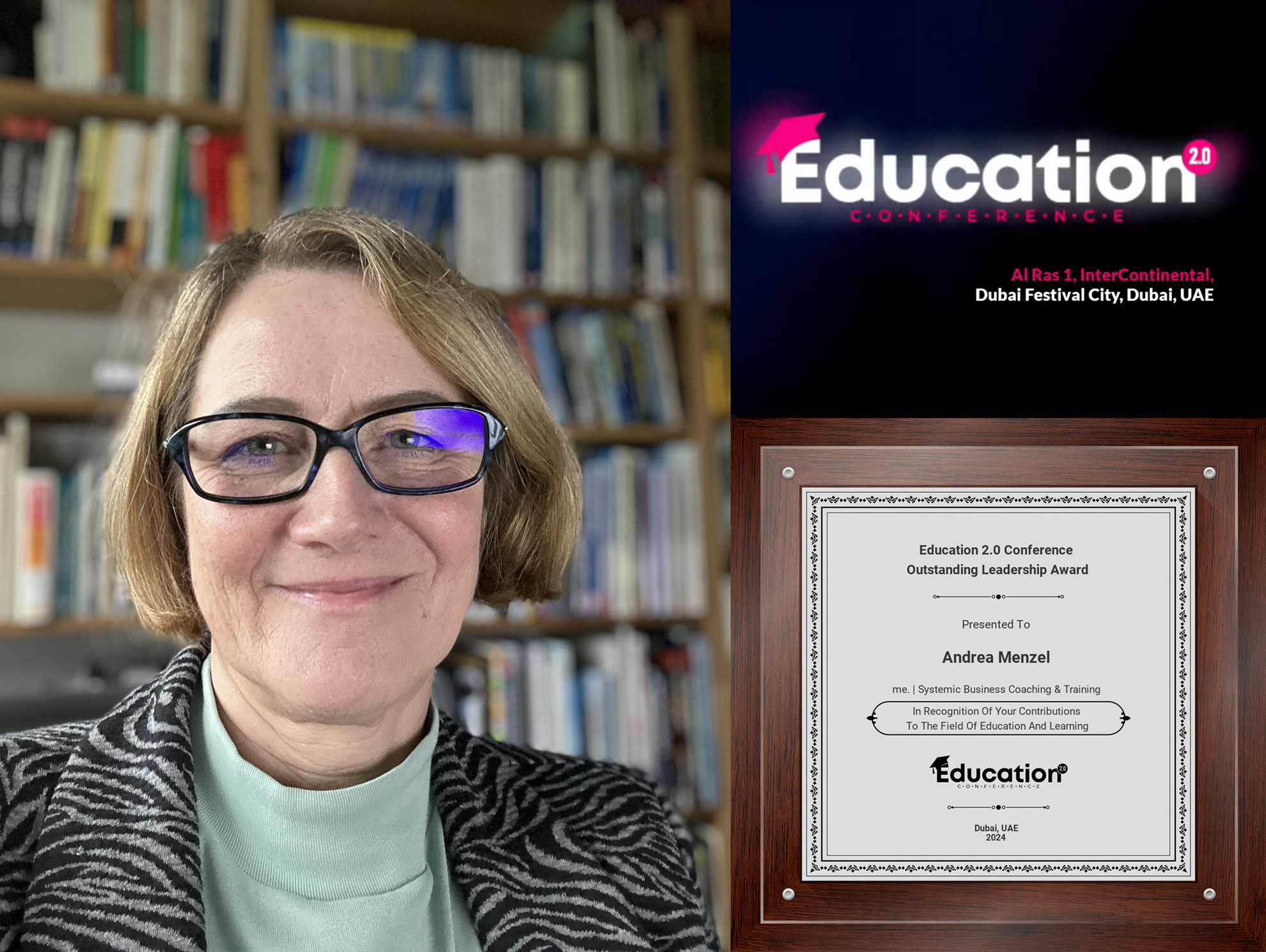 Andrea Menzel erhält den Outstanding Leadership Award auf der Education 2.0 Conference (Die Bildrechte liegen bei dem Verfasser der Mitteilung.) Andrea Menzel erhält den Outstanding Leadership Award auf der Education 2.0 Conference (Die Bildrechte liegen bei dem Verfasser der Mitteilung.)