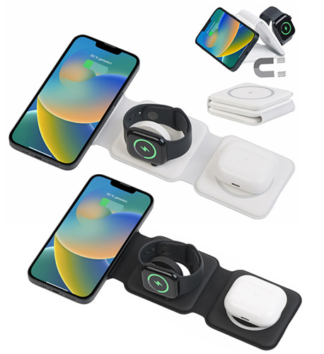 Callstel 3in1-Ladestation für iPhone, AirPods, Apple Watch, MagSafe-kompatibel, www.pearl.de (Die Bildrechte liegen bei dem Verfasser der Mitteilung.)