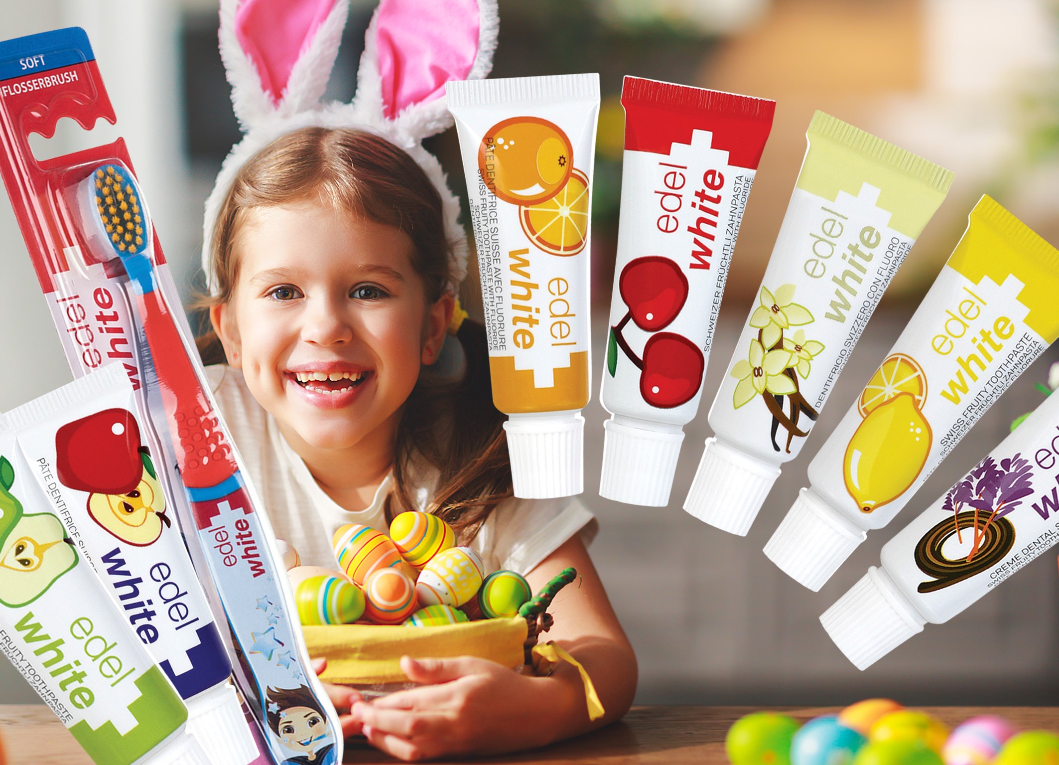 Nicht nur leckere Ostereier liegen im Osternest, sondern auch bunte Zahnpasten und -bürsten für Kids (Die Bildrechte liegen bei dem Verfasser der Mitteilung.) Nicht nur leckere Ostereier liegen im Osternest, sondern auch bunte Zahnpasten und -bürsten für Kids (Die Bildrechte liegen bei dem Verfasser der Mitteilung.)