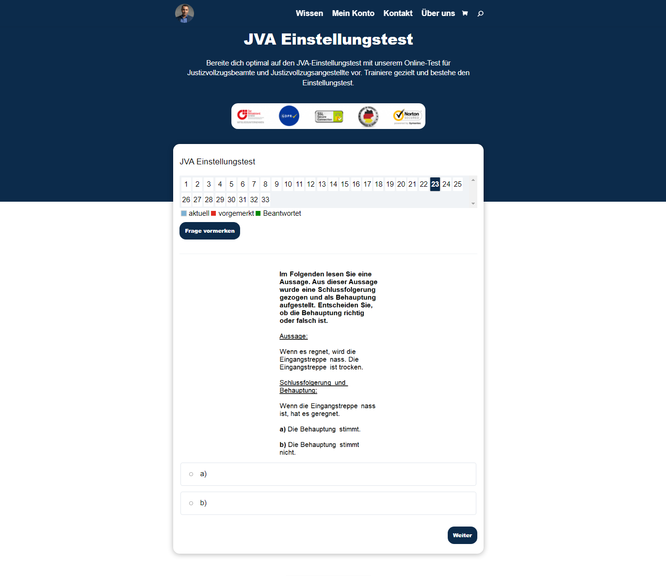 JVA Einstellungstest