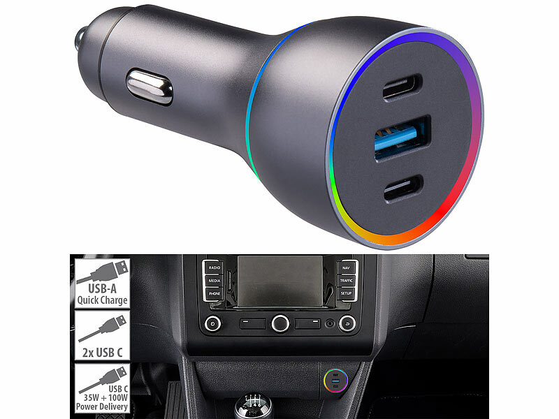 revolt Kfz-USB-Ladegerät für 12/24 V mit insgesamt 135 W, 2x USB-C, 1x USB-A, www.pearl.de (Die Bildrechte liegen bei dem Verfasser der Mitteilung.) revolt Kfz-USB-Ladegerät für 12/24 V mit insgesamt 135 W, 2x USB-C, 1x USB-A, www.pearl.de (Die Bildrechte liegen bei dem Verfasser der Mitteilung.)