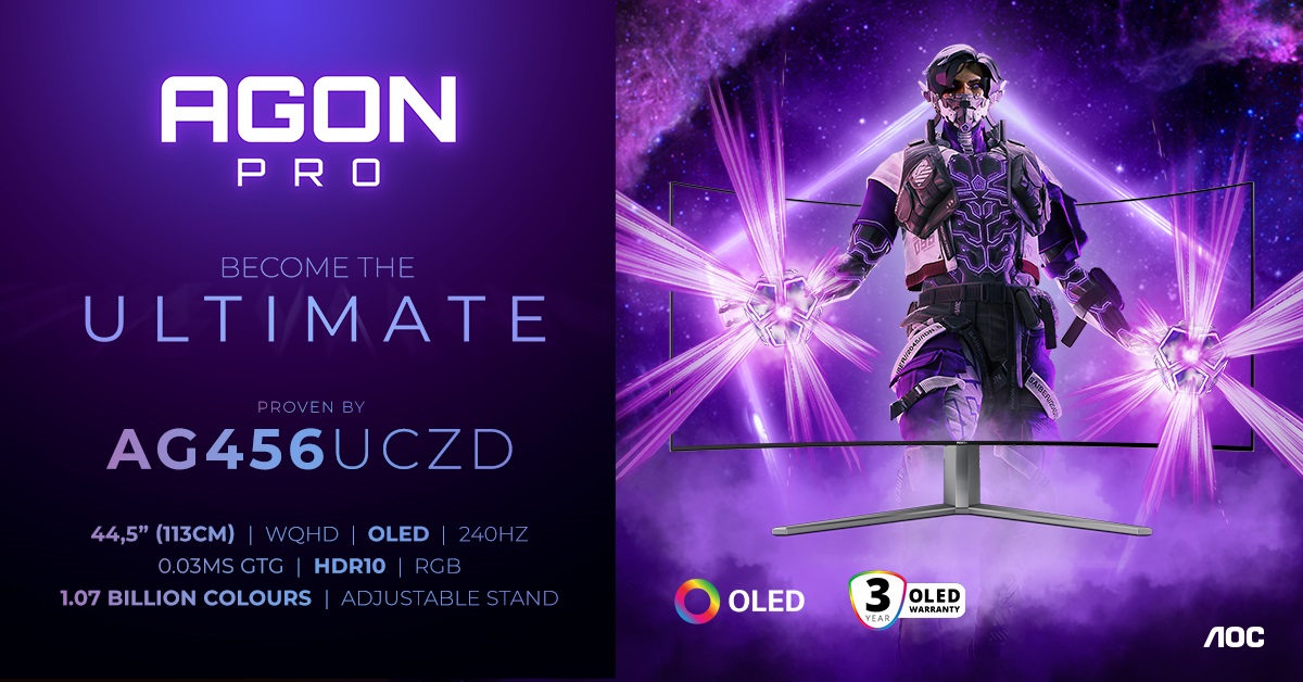 Der ultrabreite, blitzschnelle OLED-Monitor AGON PRO AG456UCZD mit einer 240 Hz-Bildwiederholrate. (Die Bildrechte liegen bei dem Verfasser der Mitteilung.)