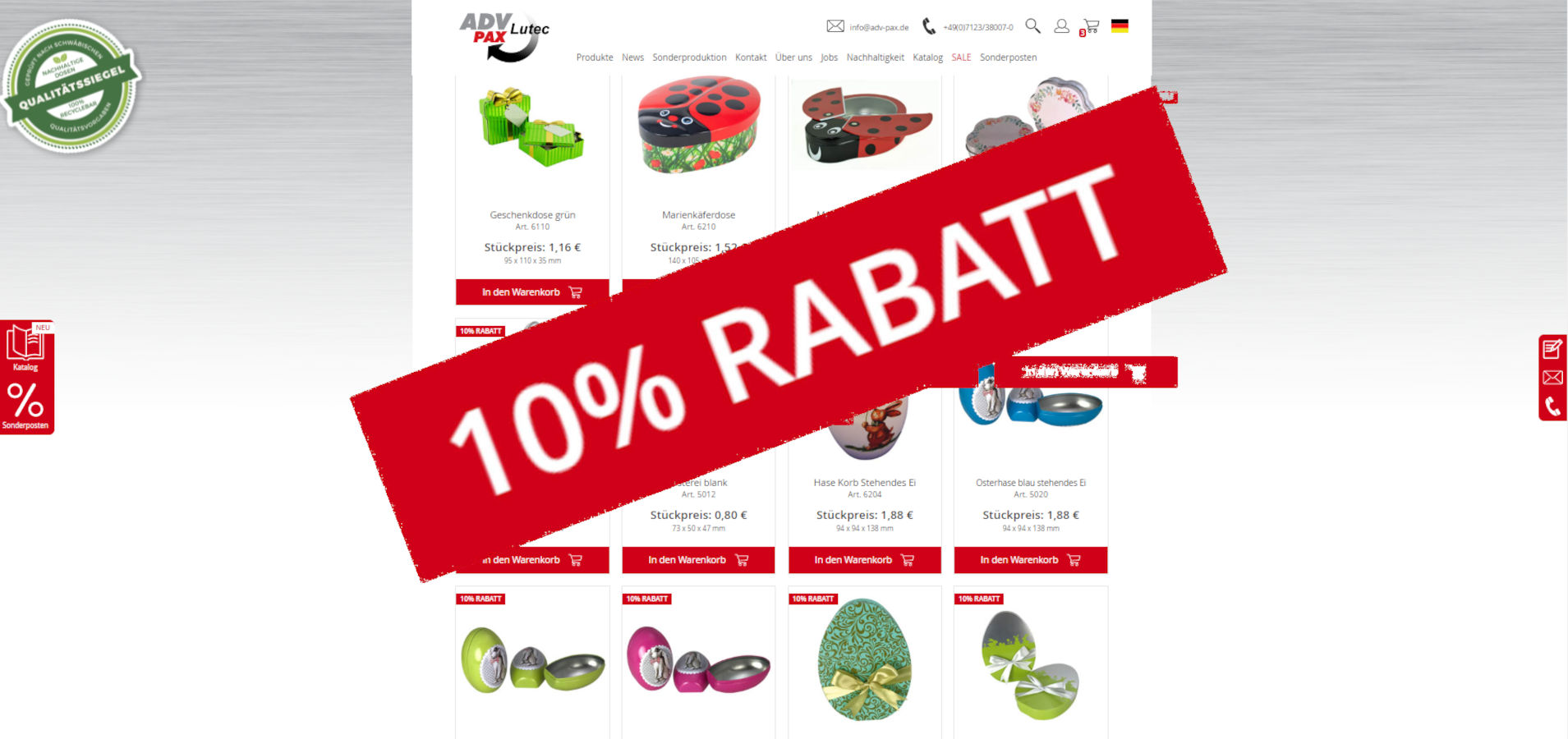 Bunte Frühlings- & Osterdosen von ADV PAX Lutec - 10% Rabatt bis 07.04.24 Bunte Frühlings- & Osterdosen von ADV PAX Lutec - 10% Rabatt bis 07.04.24