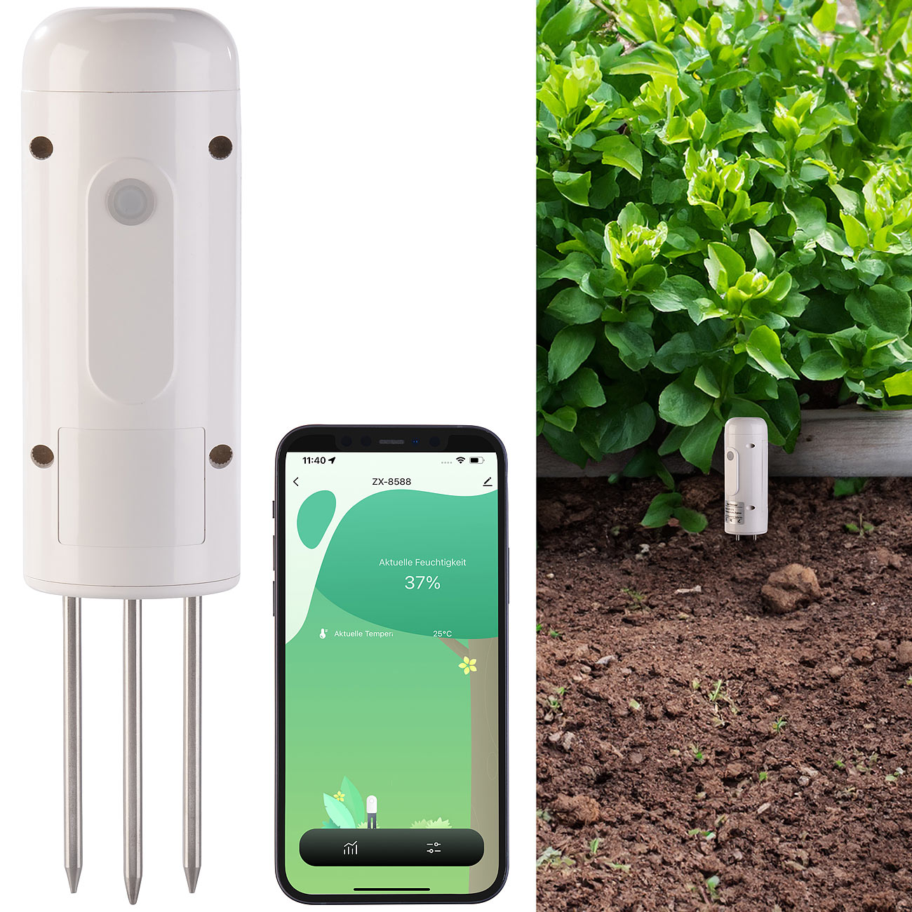 Luminea Home Control Smarter, universeller ZigBee-Boden-Feuchtigkeits-Temperatursensor, www.pearl.de (Die Bildrechte liegen bei dem Verfasser der Mitteilung.) Luminea Home Control Smarter, universeller ZigBee-Boden-Feuchtigkeits-Temperatursensor, www.pearl.de (Die Bildrechte liegen bei dem Verfasser der Mitteilung.)