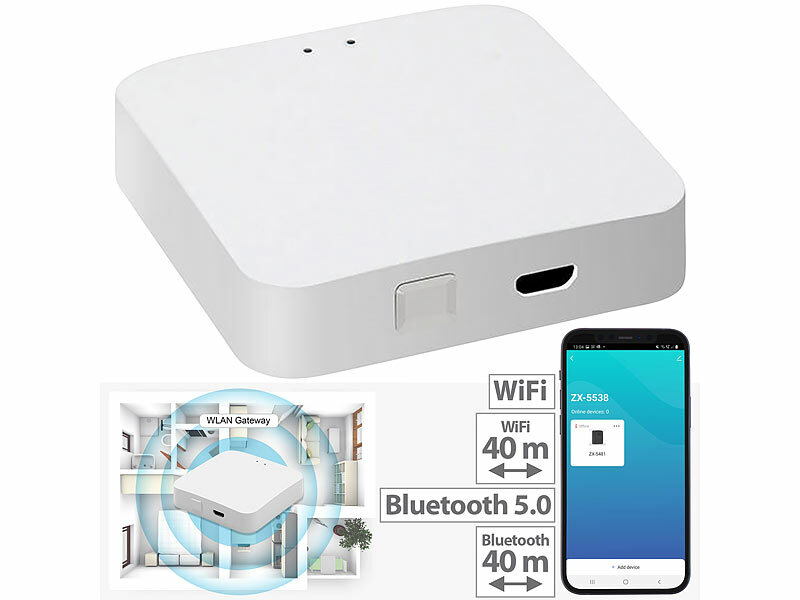 Luminea Home Control WLAN-Gateway mit Bluetooth-Mesh für ELESION- u. Smart-Life-Geräte, www.pearl.de (Die Bildrechte liegen bei dem Verfasser der Mitteilung.) Luminea Home Control WLAN-Gateway mit Bluetooth-Mesh für ELESION- u. Smart-Life-Geräte, www.pearl.de (Die Bildrechte liegen bei dem Verfasser der Mitteilung.)