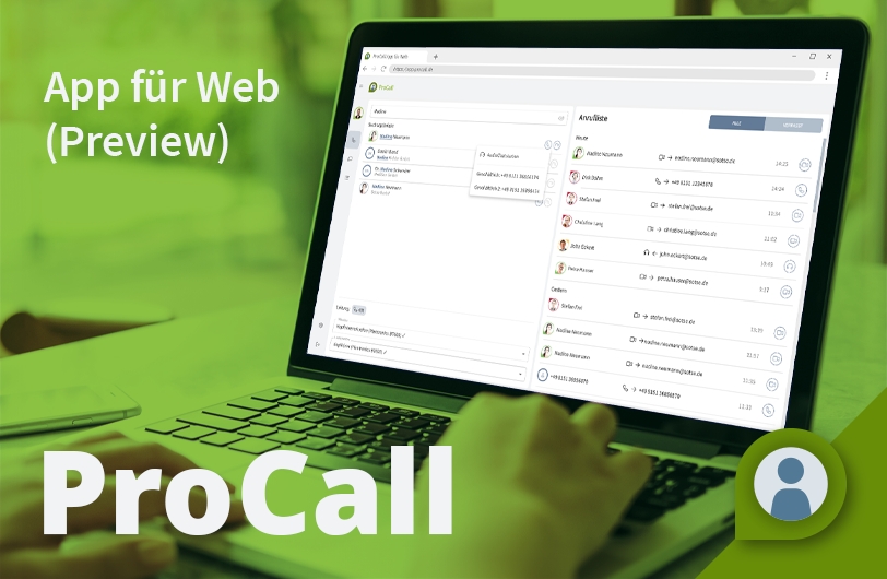 Mit der ProCall App für Web steht ein Web-Client für ProCall Enterprise zur Verfügung (Die Bildrechte liegen bei dem Verfasser der Mitteilung.)