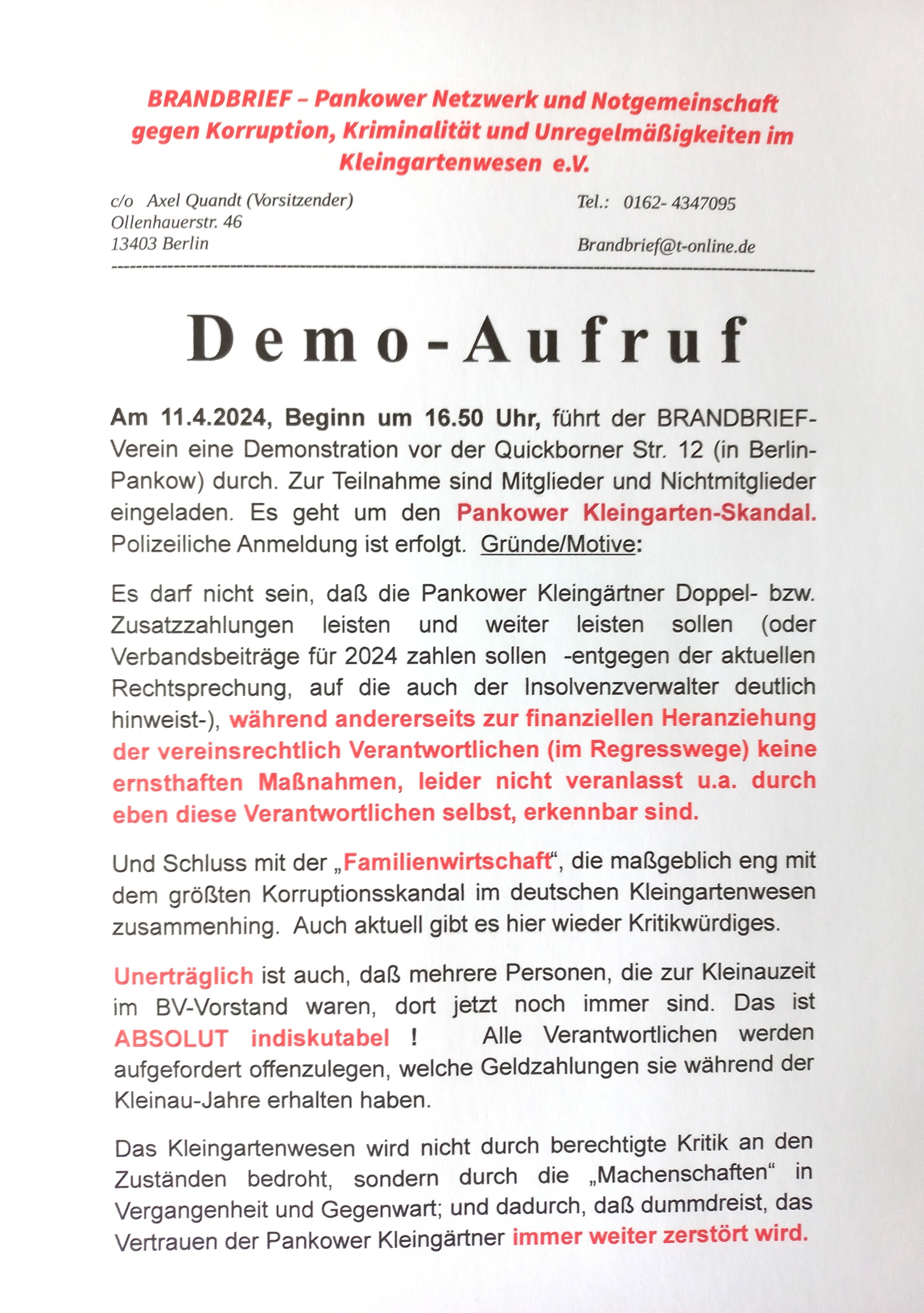 DEMO Pankower Kleingärtner am 11.4.2024 DEMO Pankower Kleingärtner am 11.4.2024