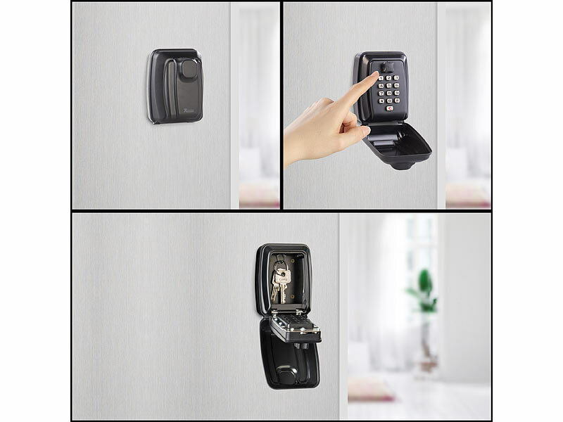 Xcase Schlüssel-Safe mit 12-stelligem Zahlenfeld, zur Wandmontage, www.pearl.de (Die Bildrechte liegen bei dem Verfasser der Mitteilung.) Xcase Schlüssel-Safe mit 12-stelligem Zahlenfeld, zur Wandmontage, www.pearl.de (Die Bildrechte liegen bei dem Verfasser der Mitteilung.)