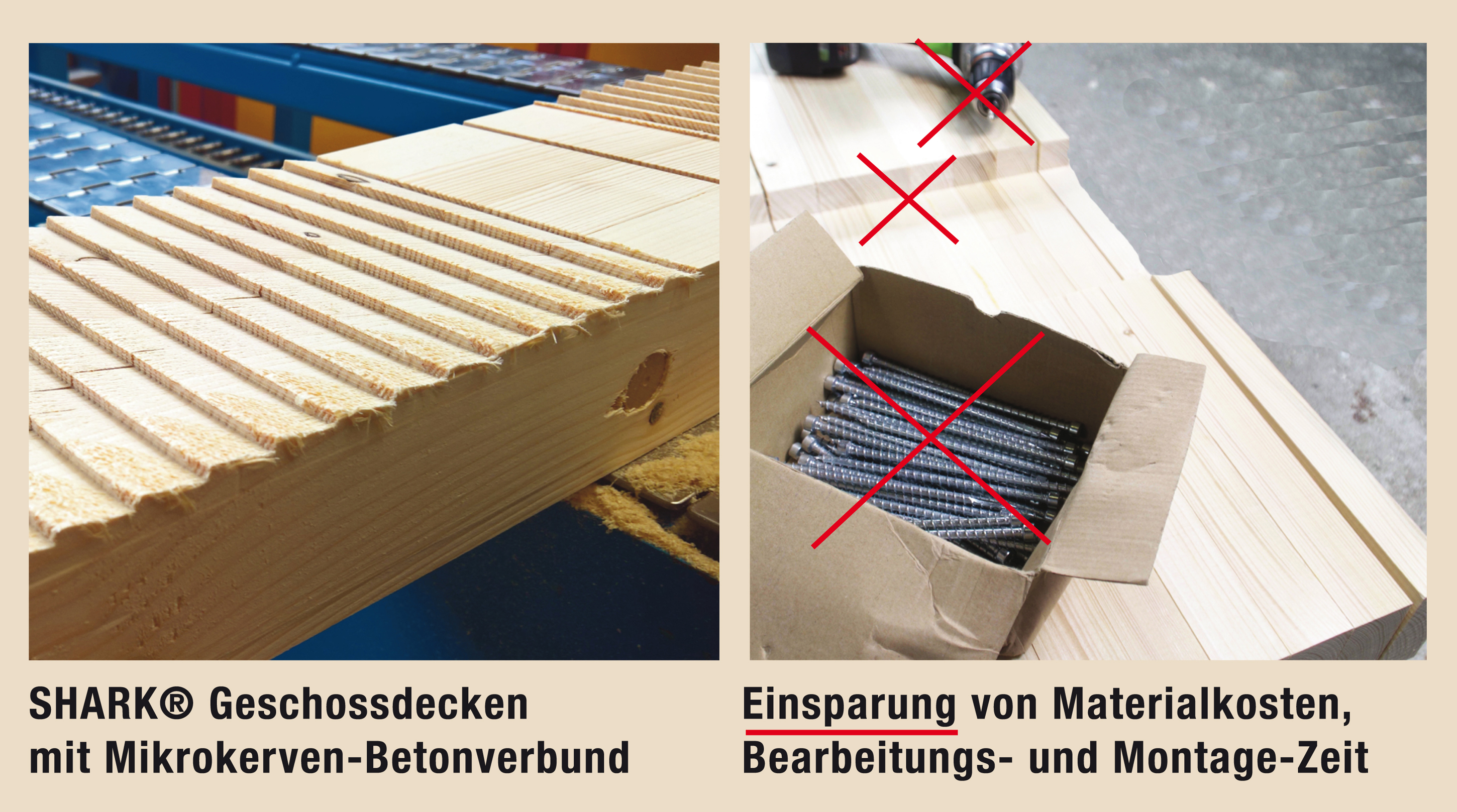 SHARK® Holzbetonverbund Geschossdecken sparen Zeit und Material SHARK® Holzbetonverbund Geschossdecken sparen Zeit und Material