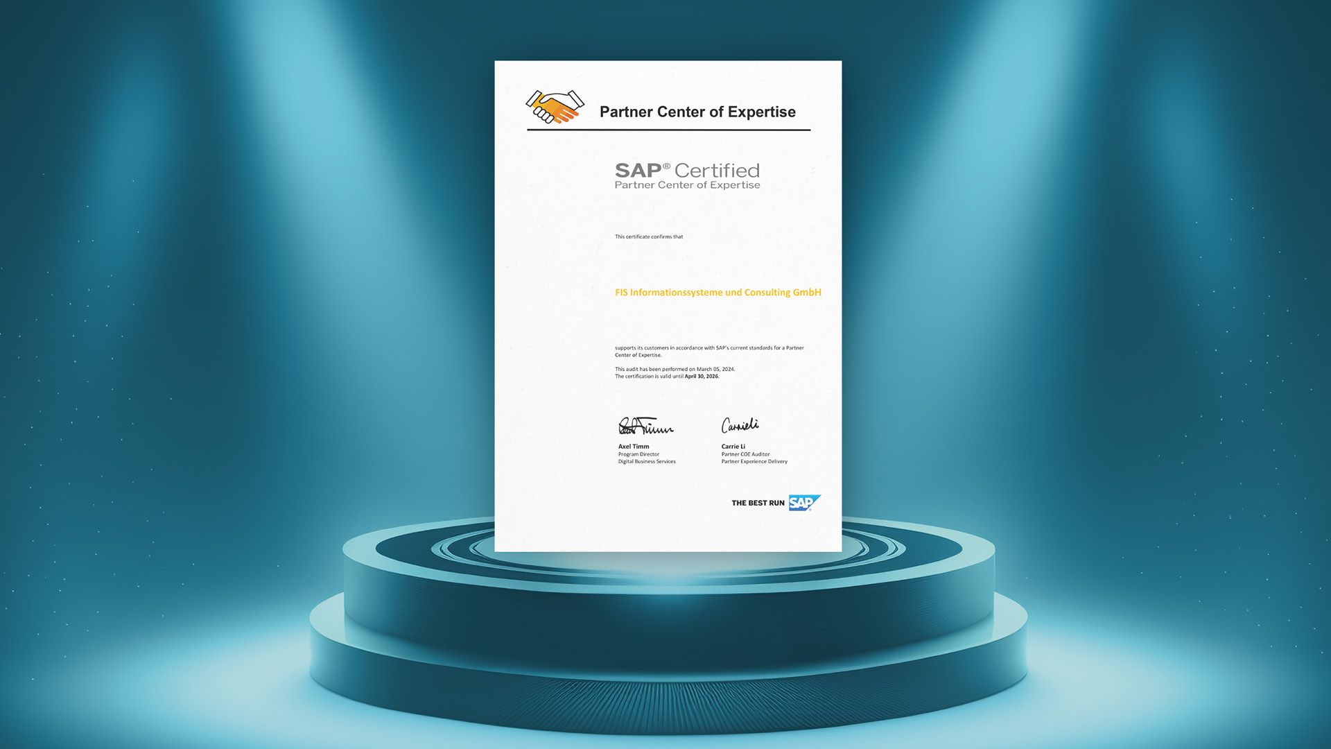 PCoE_Zertifizierung (Bildquelle: FIS Informationssysteme und Consulting GmbH) PCoE_Zertifizierung (Bildquelle: FIS Informationssysteme und Consulting GmbH)