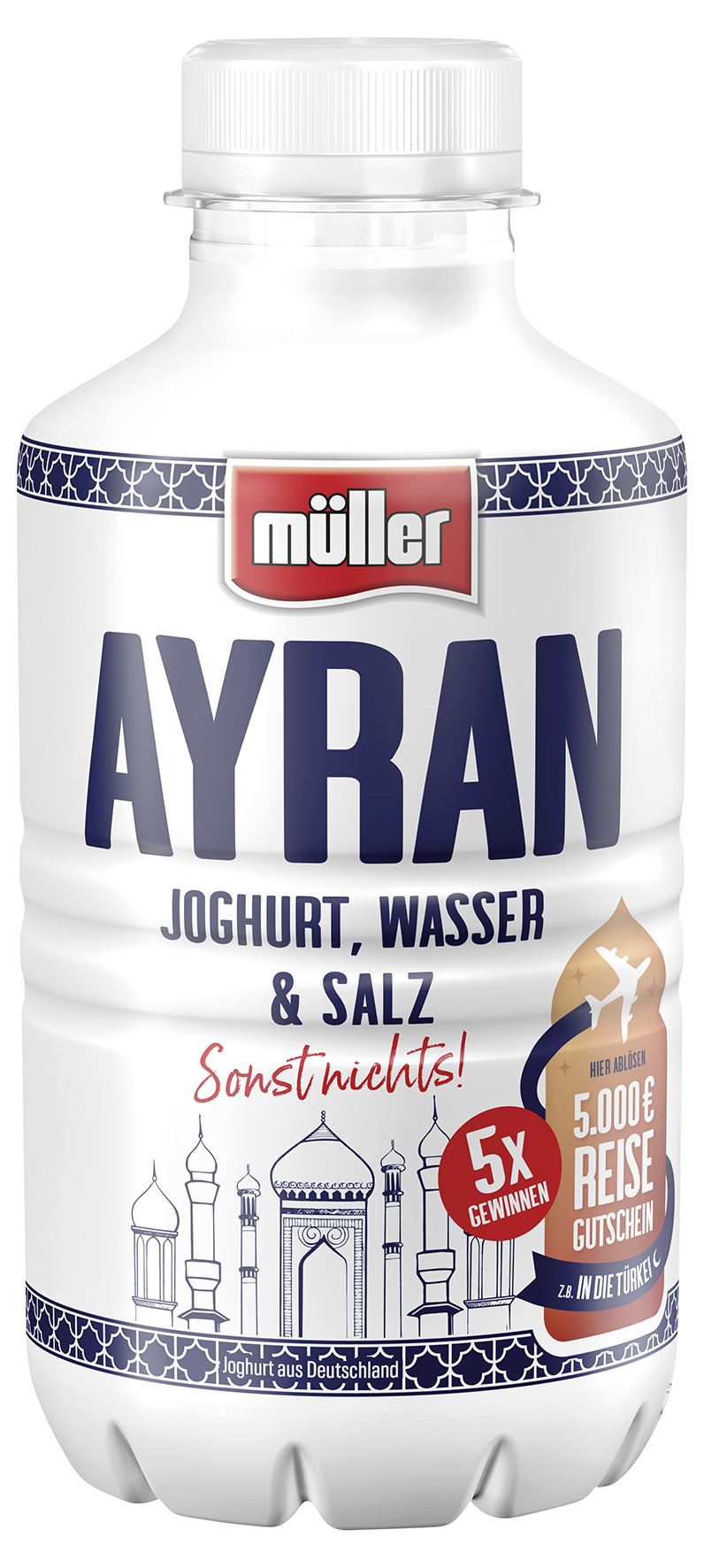 Exklusives Ayran-Gewinnspiel der Molkerei Müller: 5 x 5.000 Euro Reisegutscheine gewinnen (Bildquelle: Molkerei Alois Müller GmbH& Co. KG) Exklusives Ayran-Gewinnspiel der Molkerei Müller: 5 x 5.000 Euro Reisegutscheine gewinnen (Bildquelle: Molkerei Alois Müller GmbH& Co. KG)