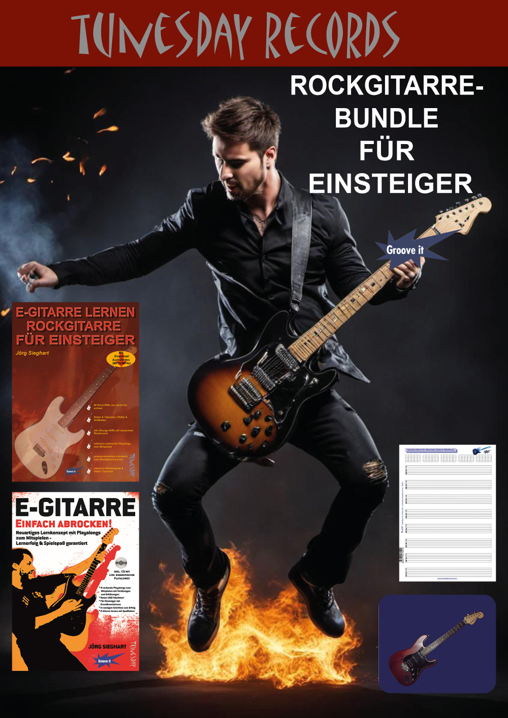 Rockgitarre lernen mit dem Tunesday Starter-Paket für Einsteiger (Die Bildrechte liegen bei dem Verfasser der Mitteilung.)