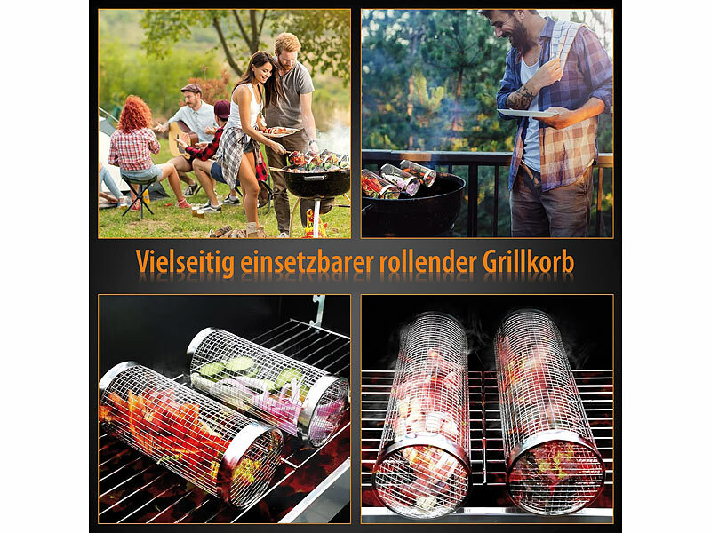 Rosenstein& Söhne 2er-Set Grillkörbe aus Edelstahl, stapelbar, inkl. Haken und Spieße, www.pearl.de (Die Bildrechte liegen bei dem Verfasser der Mitteilung.) Rosenstein& Söhne 2er-Set Grillkörbe aus Edelstahl, stapelbar, inkl. Haken und Spieße, www.pearl.de (Die Bildrechte liegen bei dem Verfasser der Mitteilung.)