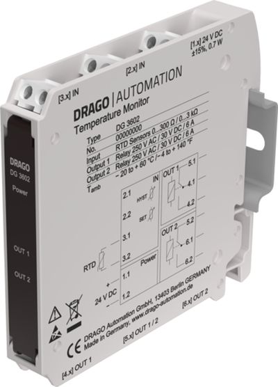 DRAGO Automation | RTD Temperaturwächter DG 3602 DRAGO Automation | RTD Temperaturwächter DG 3602