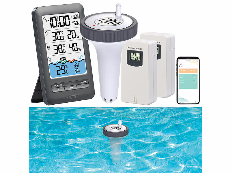 infactory Smartes WLAN-Poolthermometer PT-410.app, IP67, 2 Außensensoren, Alarm, www.pearl.de (Die Bildrechte liegen bei dem Verfasser der Mitteilung.) infactory Smartes WLAN-Poolthermometer PT-410.app, IP67, 2 Außensensoren, Alarm, www.pearl.de (Die Bildrechte liegen bei dem Verfasser der Mitteilung.)