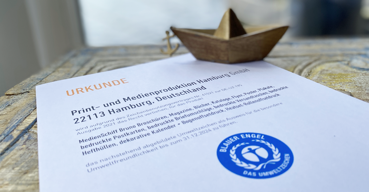 Blauer Engel - MedienSchiff BRuno erhält begehrte Zertifizierung Blauer Engel - MedienSchiff BRuno erhält begehrte Zertifizierung