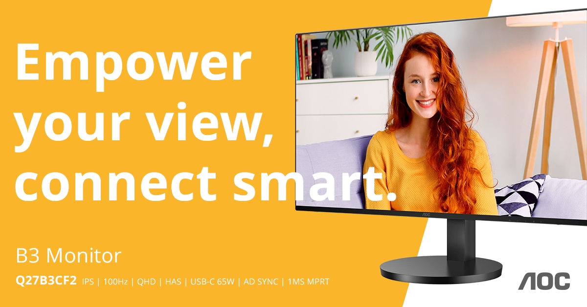 AOC Q27B3CF2: schlankes Design, USB-C 65 W PD und 100 Hz (Die Bildrechte liegen bei dem Verfasser der Mitteilung.) AOC Q27B3CF2: schlankes Design, USB-C 65 W PD und 100 Hz (Die Bildrechte liegen bei dem Verfasser der Mitteilung.)