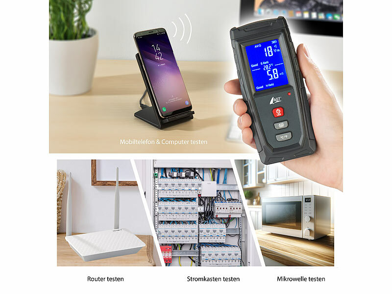 AGT Digitales Akku-EMF-Messgerät mit LCD-Display, www.pearl.de (Die Bildrechte liegen bei dem Verfasser der Mitteilung.)