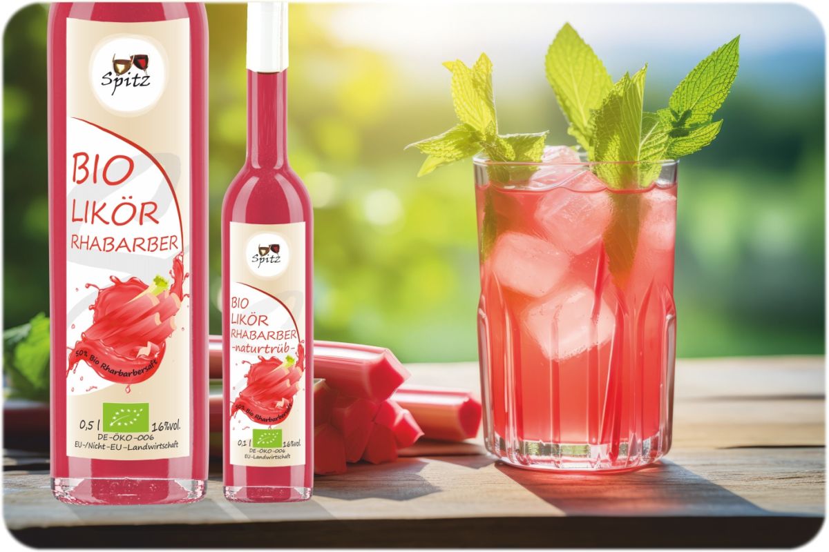 Bio Rhabarber Likör mit 50% Bio Rhabarbersaft von Bio Manufaktur Spitz Bio Rhabarber Likör mit 50% Bio Rhabarbersaft von Bio Manufaktur Spitz