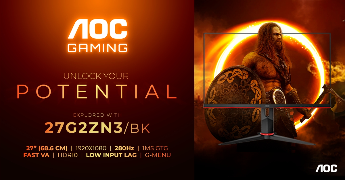 Der AOC GAMING 27G2ZN3/BK mit 280 Hz und Fast VA-Panel (Die Bildrechte liegen bei dem Verfasser der Mitteilung.) Der AOC GAMING 27G2ZN3/BK mit 280 Hz und Fast VA-Panel (Die Bildrechte liegen bei dem Verfasser der Mitteilung.)