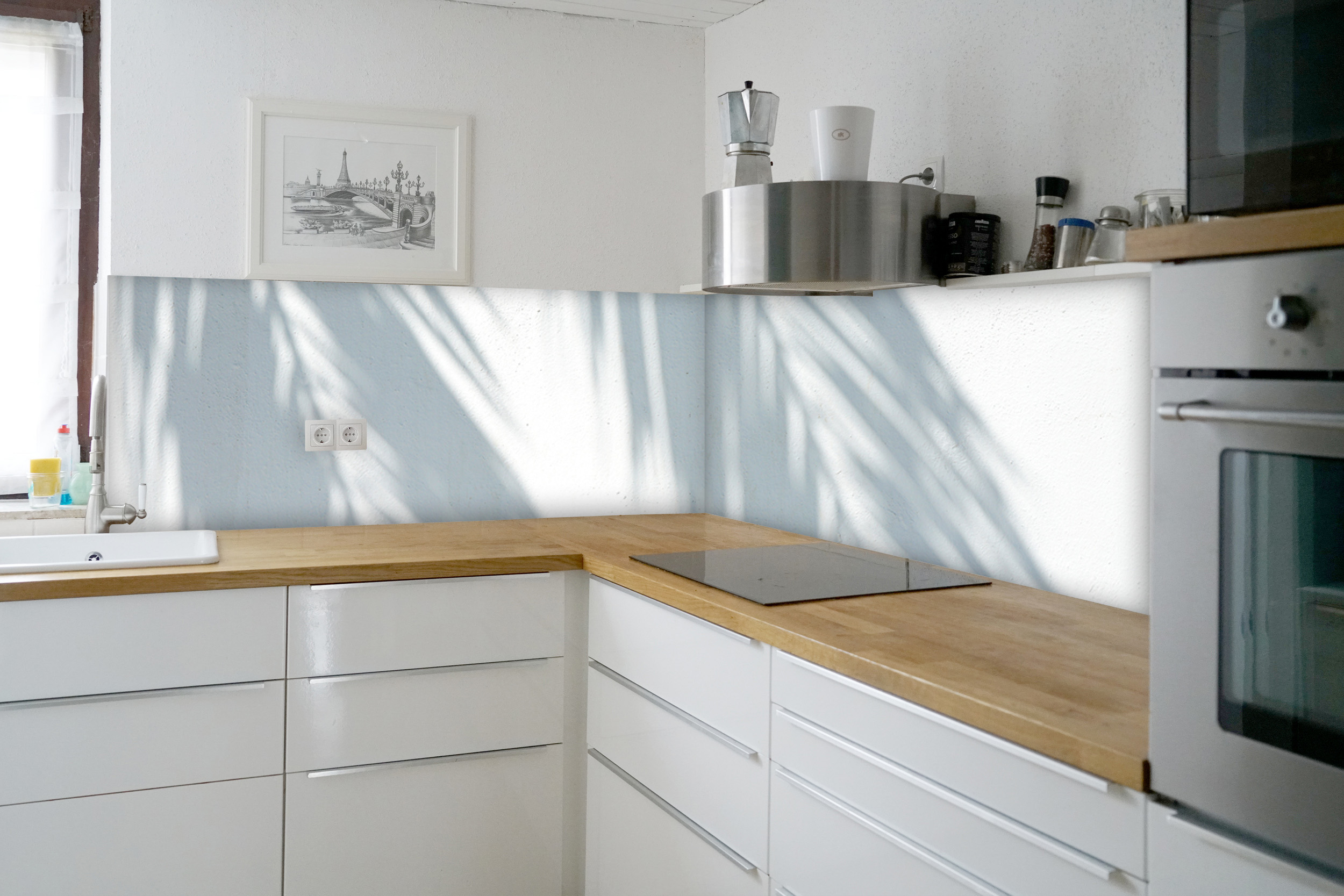 Renovierte Küche mit Deko-Rückwand (Spritzschutz), individuelle Maßanfertigung (Die Bildrechte liegen bei dem Verfasser der Mitteilung.) Renovierte Küche mit Deko-Rückwand (Spritzschutz), individuelle Maßanfertigung (Die Bildrechte liegen bei dem Verfasser der Mitteilung.)