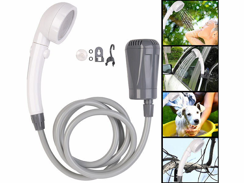 Semptec Urban Survival Technology Akku-Camping-Dusche mit Tauchpumpe& Multi-Brause, www.pearl.de (Die Bildrechte liegen bei dem Verfasser der Mitteilung.) Semptec Urban Survival Technology Akku-Camping-Dusche mit Tauchpumpe& Multi-Brause, www.pearl.de (Die Bildrechte liegen bei dem Verfasser der Mitteilung.)